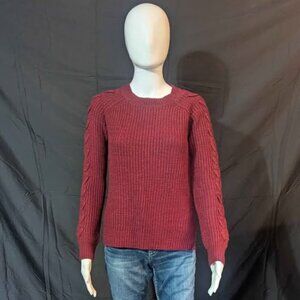 Women's or Junior's Burgundy Colored SO Sweater Lacing On Top Of Sleeves Size Sm
